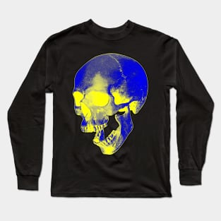 Blue and Yellow Skull Long Sleeve T-Shirt